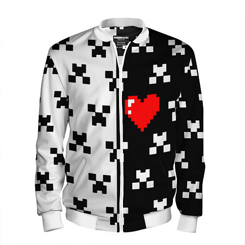 Мужской бомбер Minecraft pattern love / 3D-Белый – фото 1