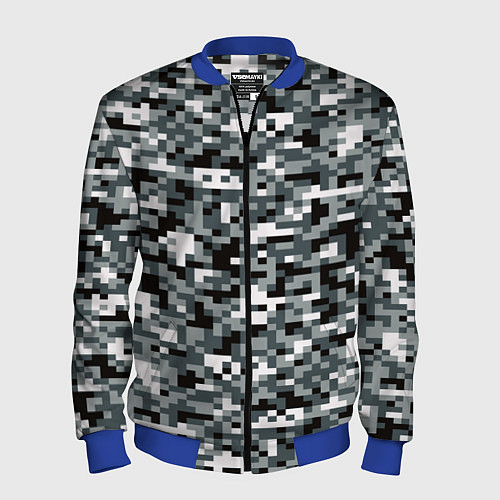 Мужской бомбер Камуфляжные пиксели текстура / 3D-Синий – фото 1