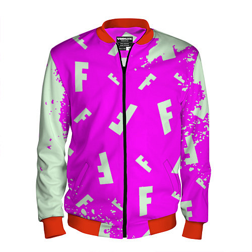 Мужской бомбер Fortnite pattern pink / 3D-Красный – фото 1