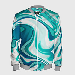 Мужской бомбер Кислотно синий белый мраморный фон