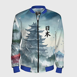 Мужской бомбер Японская пагода в тумане - нейросеть