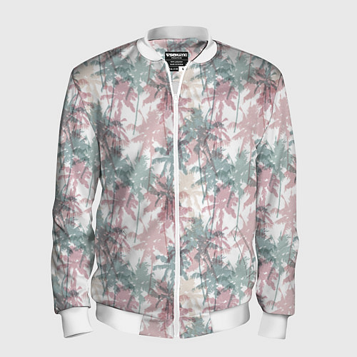 Мужской бомбер Пальмы разноцветные / 3D-Белый – фото 1