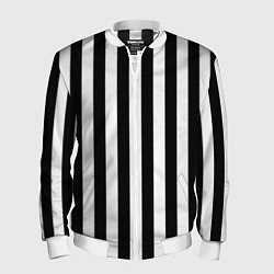 Мужской бомбер Вертикальные черно белые полосы