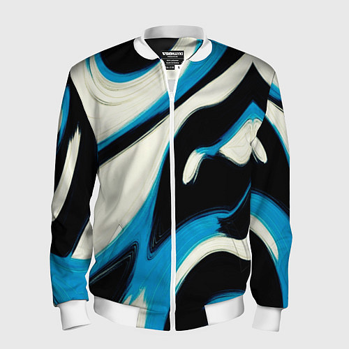 Мужской бомбер Современное искусство абстракции / 3D-Белый – фото 1