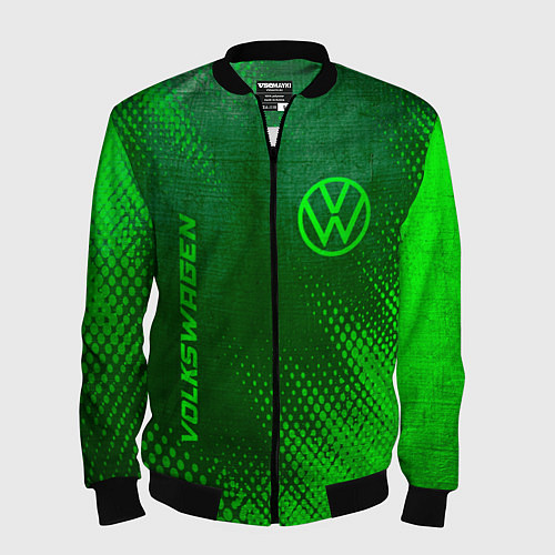 Мужской бомбер Volkswagen - green gradient вертикально / 3D-Черный – фото 1