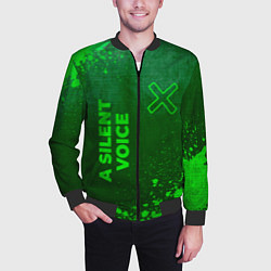 Бомбер мужской A Silent Voice - green gradient вертикально, цвет: 3D-черный — фото 2