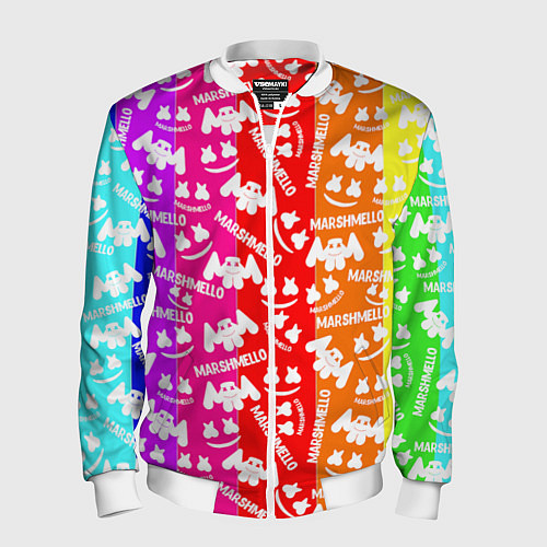 Мужской бомбер Marshmello rainbow / 3D-Белый – фото 1