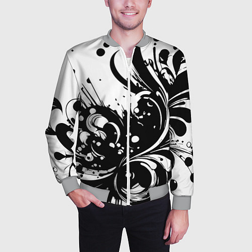 Мужской бомбер Модная растительная абстракция - нейроарт / 3D-Меланж – фото 3