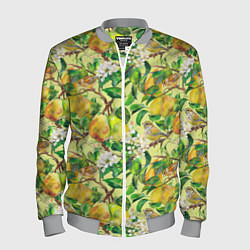 Мужской бомбер Птица на грушевом дереве