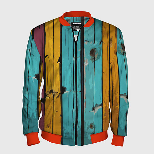 Мужской бомбер Цветные доски / 3D-Красный – фото 1
