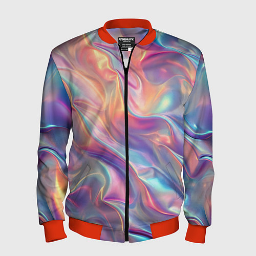 Мужской бомбер Перламутровый голографический градиент / 3D-Красный – фото 1