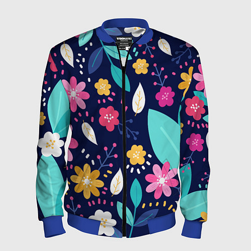 Мужской бомбер Абстракция цветочный фон / 3D-Синий – фото 1