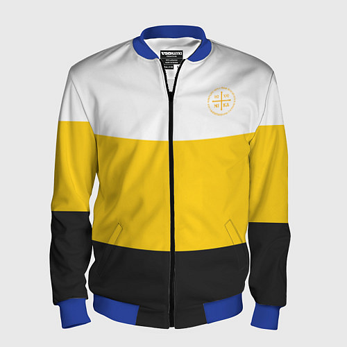 Мужской бомбер Сокрушу пред ним врагов его НИКА желтая / 3D-Синий – фото 1