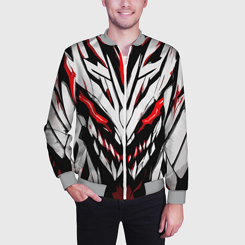 Мужской бомбер Красное абстрактное лицо монстра / 3D-Меланж – фото 3
