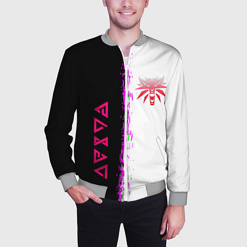 Мужской бомбер The Witcher logo краски / 3D-Меланж – фото 3