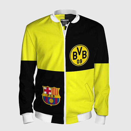 Мужской бомбер Barcelona x Borussia / 3D-Белый – фото 1