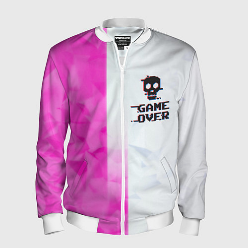 Мужской бомбер Game over pink abstraction / 3D-Белый – фото 1