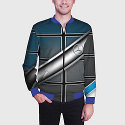 Бомбер мужской Mercedes benz sport geometry, цвет: 3D-синий — фото 2