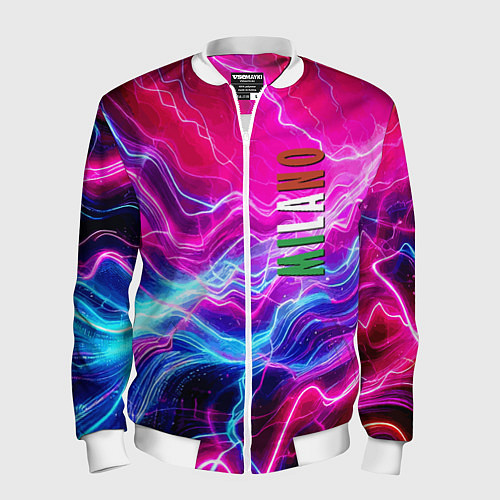 Мужской бомбер Milano - neon abstraction / 3D-Белый – фото 1
