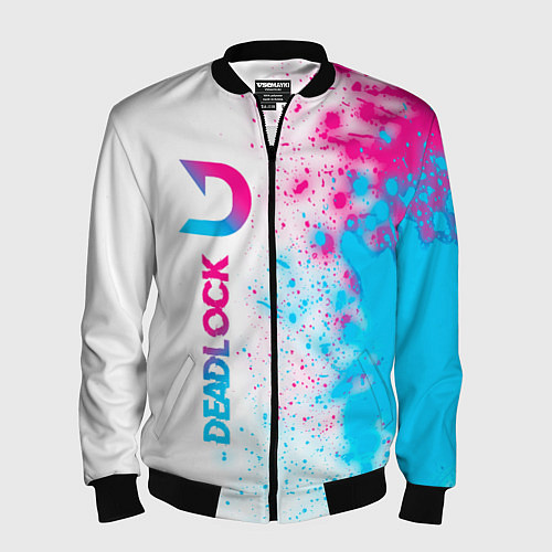 Мужской бомбер Deadlock neon gradient style по-вертикали / 3D-Черный – фото 1