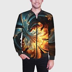 Бомбер мужской Абстрактный фрактал, цвет: 3D-черный — фото 2