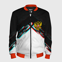 Мужской бомбер Краски глитч герб РФ