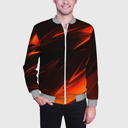 Мужской бомбер Geometry orange stripes / 3D-Меланж – фото 3