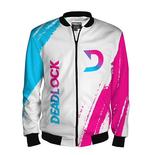 Мужской бомбер Deadlock neon gradient style вертикально / 3D-Черный – фото 1