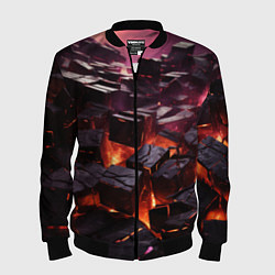 Мужской бомбер Черные абстрактные квадратные камни в лаве