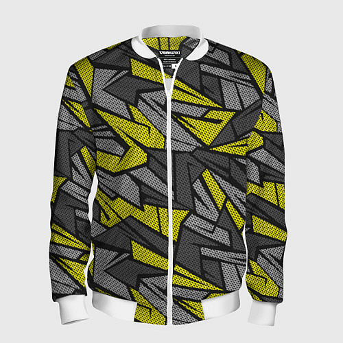 Мужской бомбер Абстрактный геометрический паттерн / 3D-Белый – фото 1