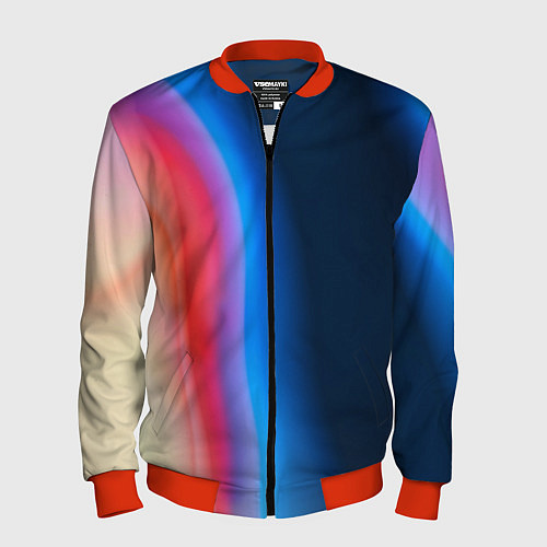 Мужской бомбер Неоновый градиент разводы / 3D-Красный – фото 1