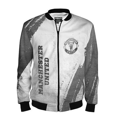 Мужской бомбер Manchester United - white gradient вертикально / 3D-Черный – фото 1