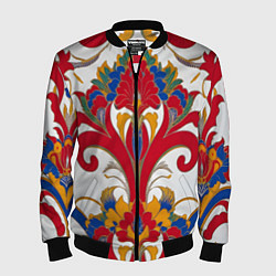 Мужской бомбер Яркий алый узор
