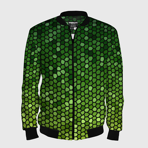 Мужской бомбер Мозаика под зеленую змею / 3D-Черный – фото 1