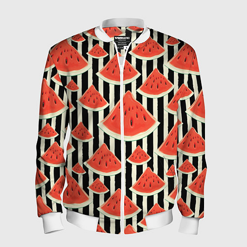 Мужской бомбер Арбузные дольки / 3D-Белый – фото 1