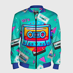 Мужской бомбер Кассеты и надпись 90s