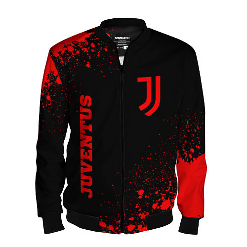 Мужской бомбер Juventus - red gradient вертикально / 3D-Черный – фото 1