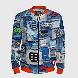 Мужской бомбер Геймерские знаки на пэчворк