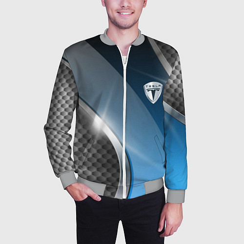 Мужской бомбер Tesla carbon steel / 3D-Меланж – фото 3