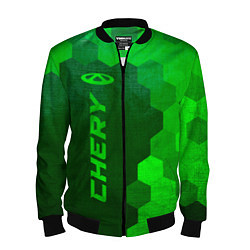 Бомбер мужской Chery - green gradient по-вертикали, цвет: 3D-черный