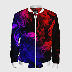 Мужской бомбер Неоновый цветок в дыму