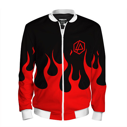 Мужской бомбер Linkin park logo fire / 3D-Белый – фото 1