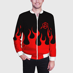 Бомбер мужской Linkin park logo fire, цвет: 3D-белый — фото 2