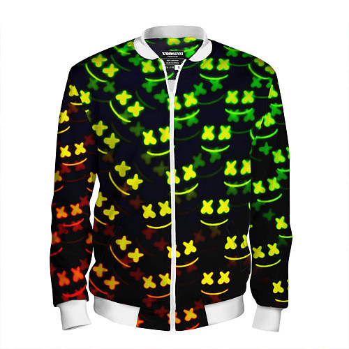 Мужской бомбер Marshmello кислотный / 3D-Белый – фото 1
