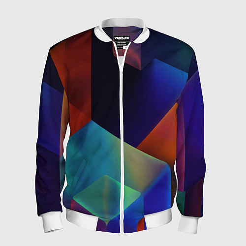Мужской бомбер Геометрия мозаика / 3D-Белый – фото 1