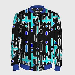 Мужской бомбер Синие линии и точки на чёрном фоне