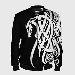Бомбер мужской Языческий кельтский орнамент тату, цвет: 3D-черный