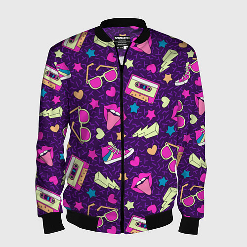 Мужской бомбер Ностальгия 90 паттерн / 3D-Черный – фото 1