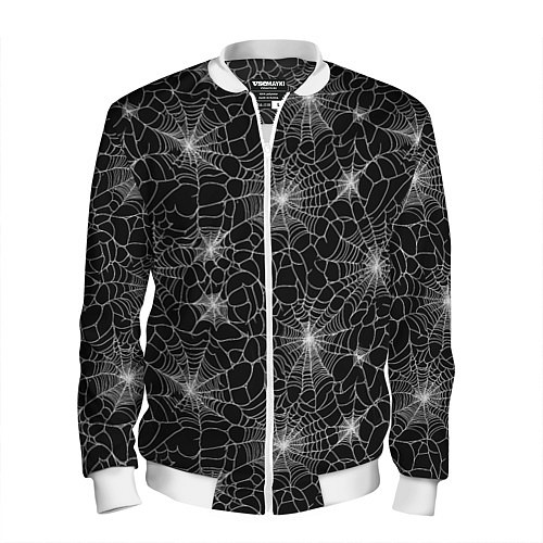 Мужской бомбер Паутина - паттерн / 3D-Белый – фото 1