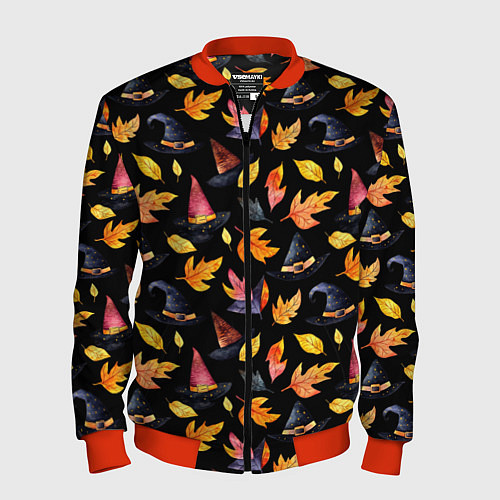 Мужской бомбер Ведьмина шляпа - паттерн / 3D-Красный – фото 1